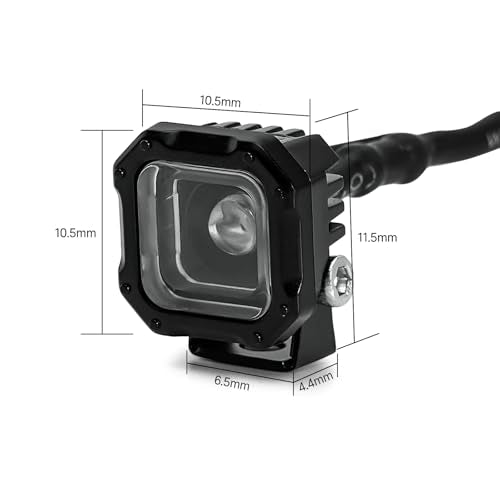 INJORA Square LED Lights for TRX4M SCX24 1/18 1/24 RC Crawlers - White, Adjustable Metal Bracket
