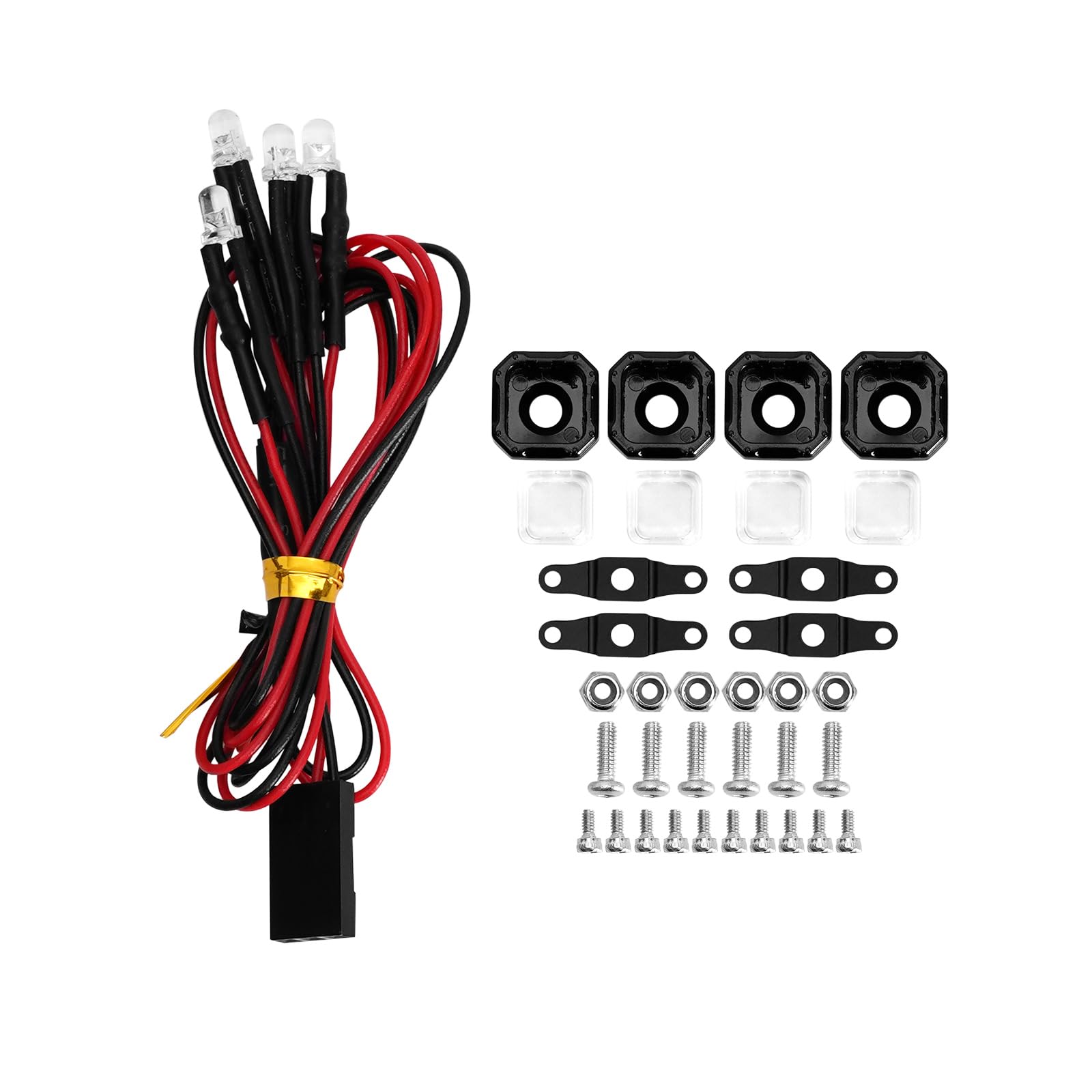 INJORA Square LED Lights for TRX4M SCX24 1/18 1/24 RC Crawlers - White, Adjustable Metal Bracket