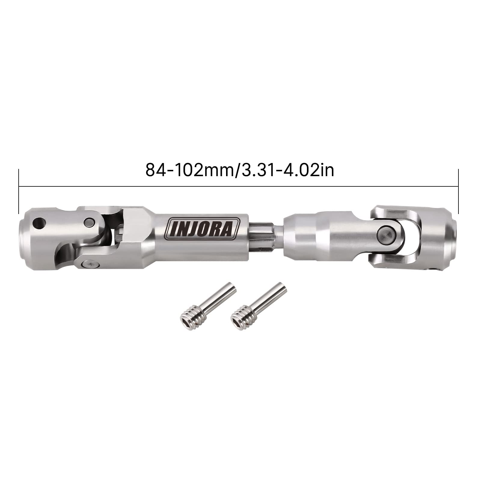 INJORA Stainless Steel Drive Shaft for 1/10 RC Crawlers – SCX10, TRX4, Redcat Gen8 (84-102mm Adjustable)