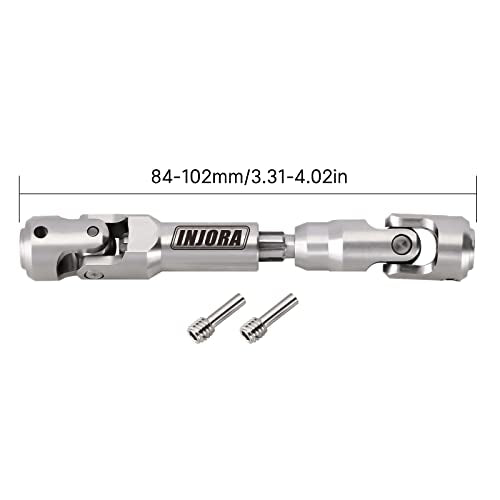 INJORA Stainless Steel Drive Shaft for 1/10 RC Crawlers – SCX10, TRX4, Redcat Gen8 (84-102mm Adjustable)