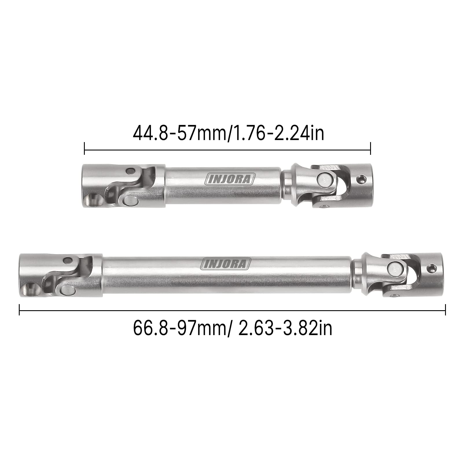 INJORA Stainless Steel Drive Shafts for Axial SCX24 Gladiator Dodge Power Wagon (2-Pack)