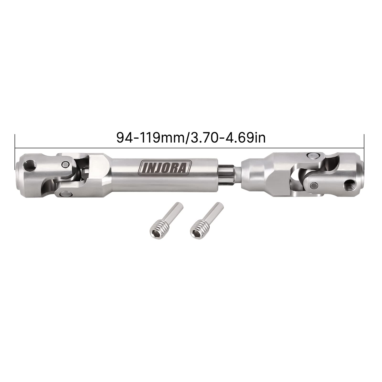 INJORA Stainless Steel Heavy-Duty Drive Shaft for Axial SCX10 TRX4 Redcat Gen8 (94-119mm)