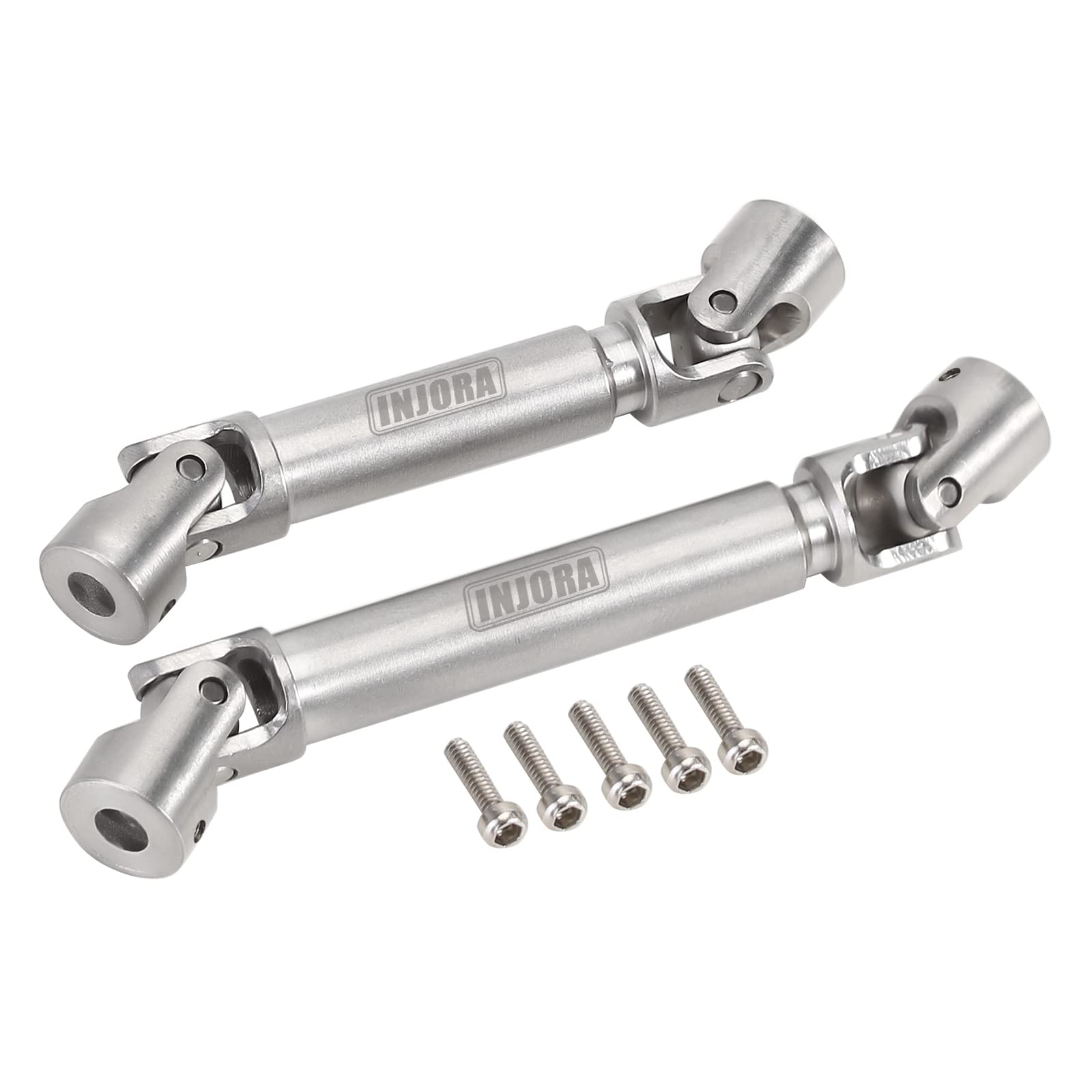INJORA Steel Drive Shaft 2-Pack for SCX24 C10 JLU Bronco Base Camp 4Runner – Adjustable Lengths, 17g