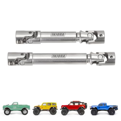 INJORA Steel Drive Shaft 2-Pack for SCX24 C10 JLU Bronco Base Camp 4Runner – Adjustable Lengths, 17g