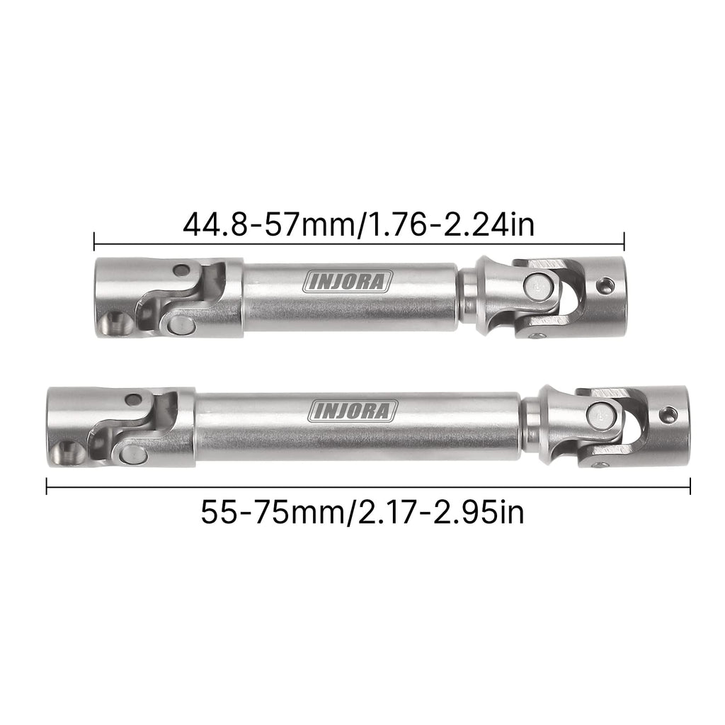INJORA Steel Drive Shaft 2-Pack for SCX24 C10 JLU Bronco Base Camp 4Runner – Adjustable Lengths, 17g
