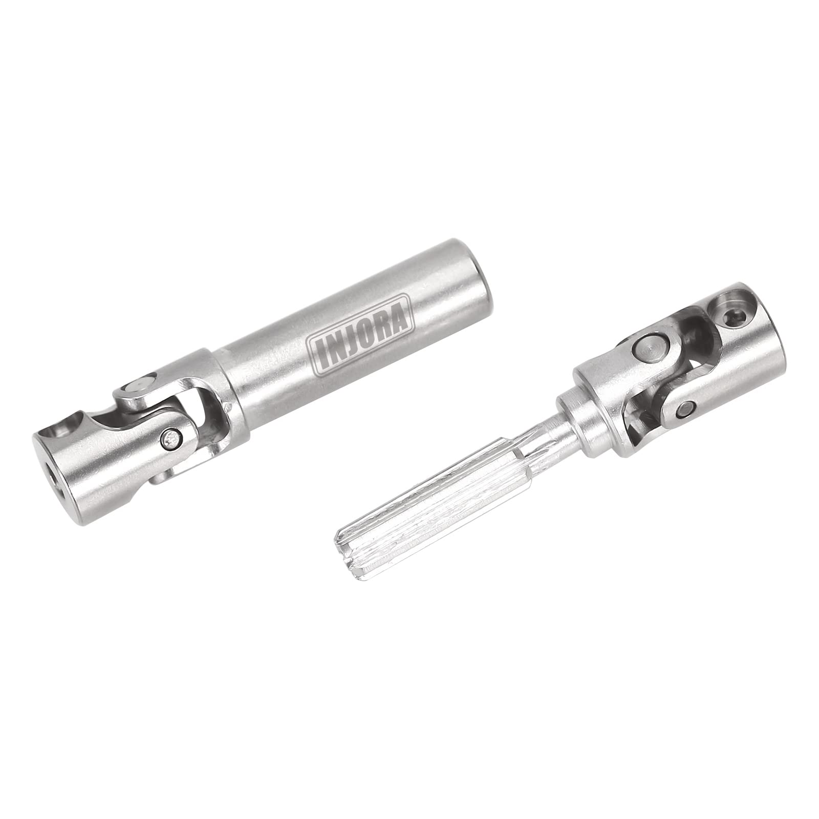 INJORA Steel Drive Shaft 2-Pack for SCX24 C10 JLU Bronco Base Camp 4Runner – Adjustable Lengths, 17g