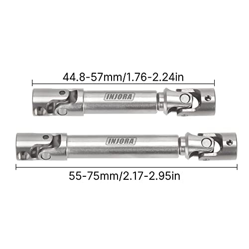 INJORA Steel Drive Shaft 2-Pack for SCX24 C10 JLU Bronco Base Camp 4Runner – Adjustable Lengths, 17g
