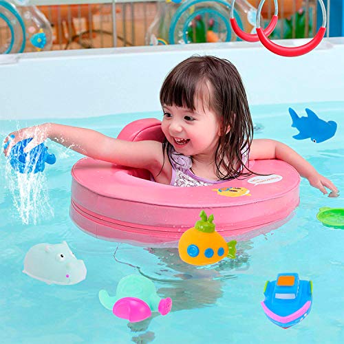 INNOCHEER 13-Piece Baby Bath Toys Set with Stacking Cups, Mesh Storage, and Sea Animal Figures