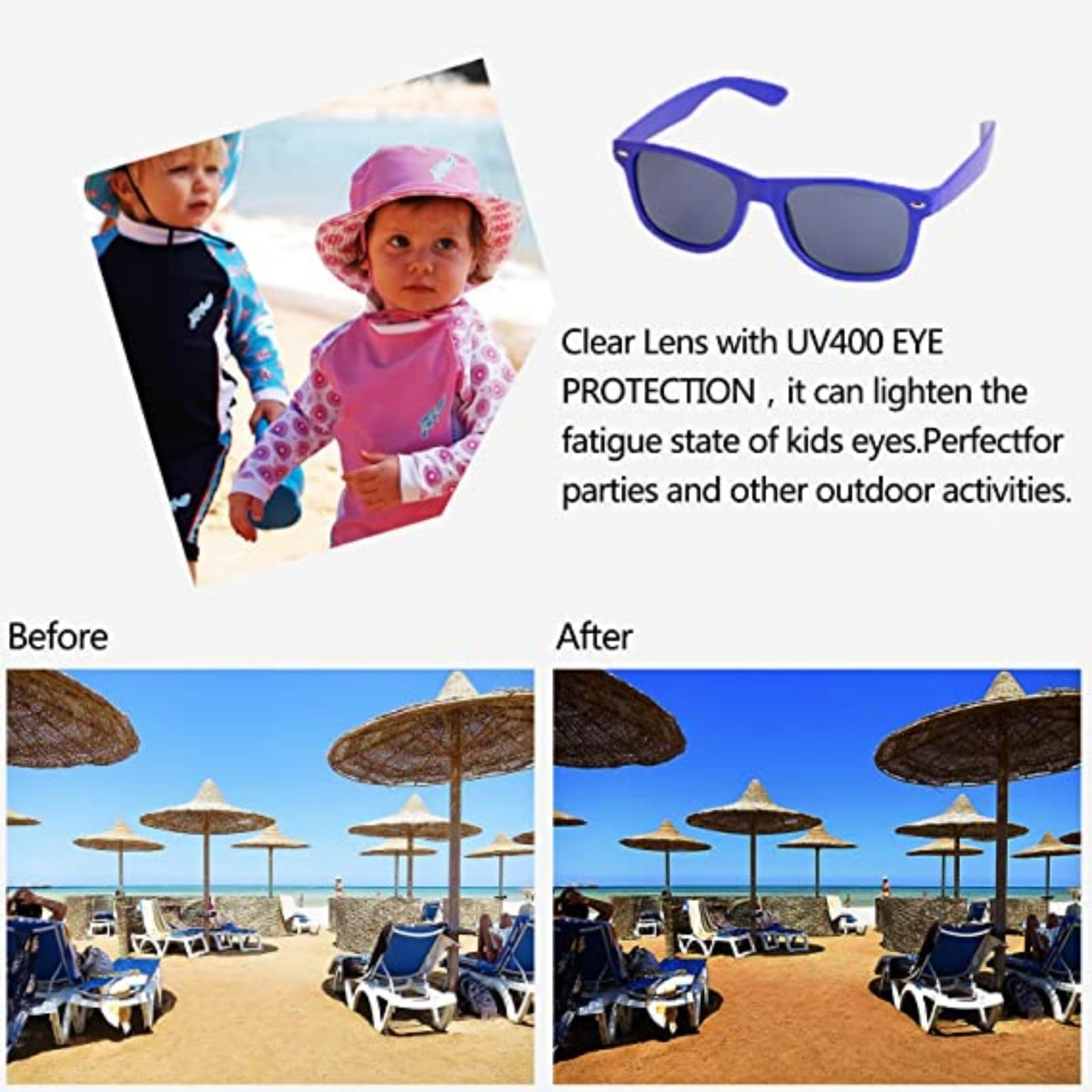 INNOCHEER Neon Party Sunglasses for Kids - 12 Pack with UV400 Protection, Assorted Colors