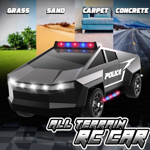 Innofans 1:22 Scale Remote Control Police Car – All-Terrain RC Truck with Lights for Kids