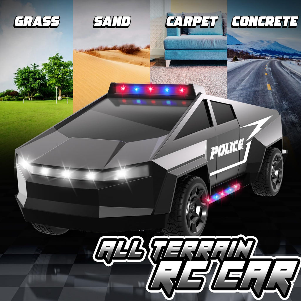 Innofans 1:22 Scale Remote Control Police Car – All-Terrain RC Truck with Lights for Kids