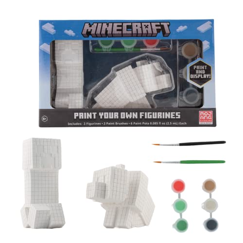 Innovative Designs Minecraft Creeper & Wolf Paint-Your-Own Ceramic Figurine Set – DIY Craft Kit for Kids 6+