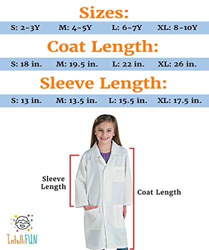 IntelliFun Kids Lab Coat – Cotton Science Dress-Up for Ages 2-10 (Small 2-3 Years)