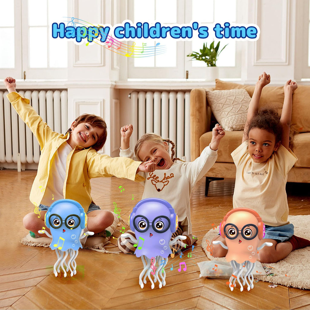 Interactive Dancing Jellyfish Toy with Lights & Music – Bump & Go Crawling Toy for Toddlers Ages 3-12