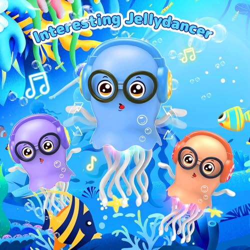 Interactive Dancing Jellyfish Toy with Lights & Music – Bump & Go Crawling Toy for Toddlers Ages 3-12