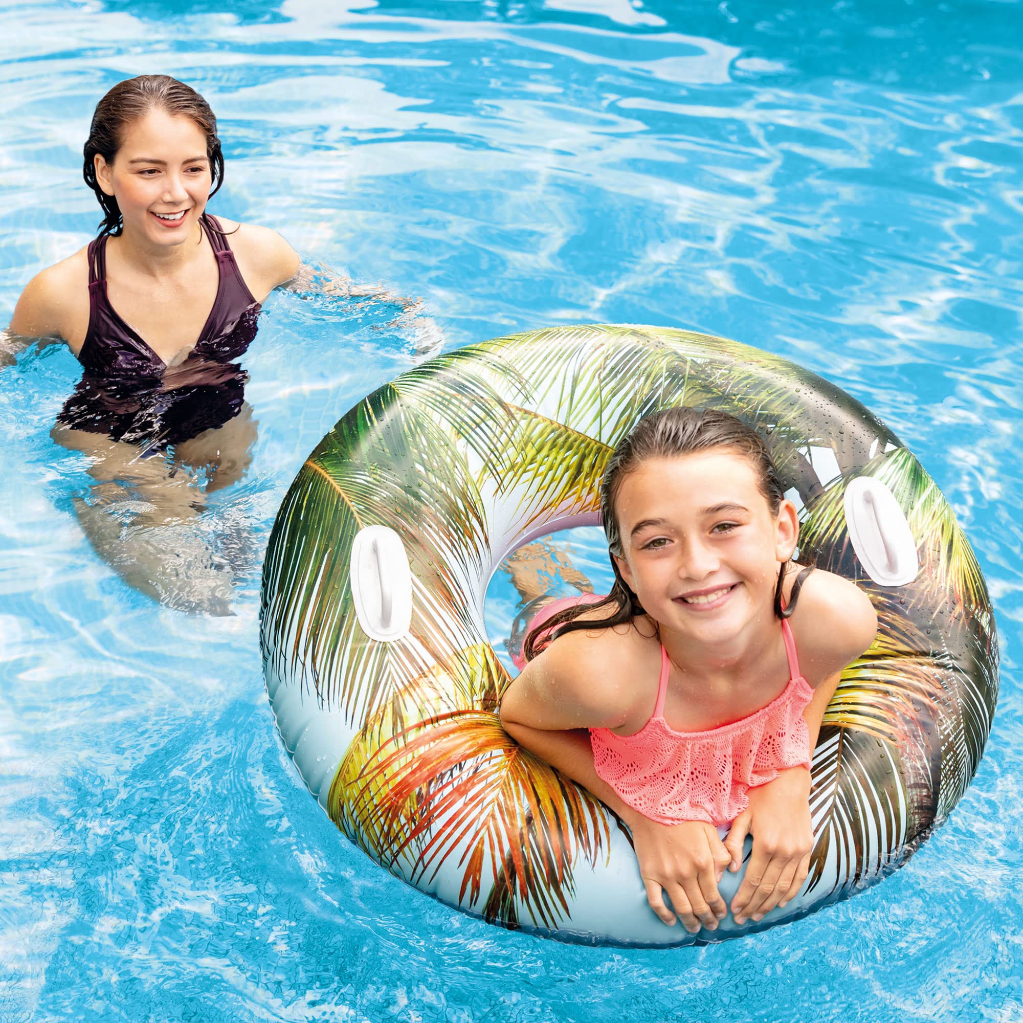 Intex 38 Inch Transparent Pool Tube with Handles - Flower Design