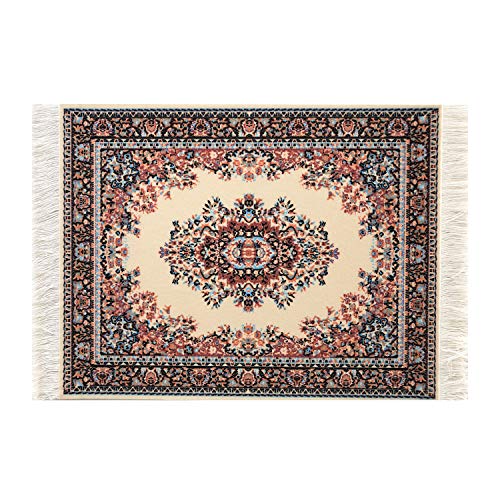 Inusitus Set of 2 Miniature Oriental Rugs for Dollhouses – 10x7 Inch Velvet Carpets with Fringe