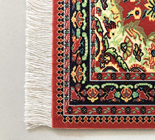 Inusitus Set of 2 Miniature Oriental Rugs for Dollhouses – 10x7 Inch Velvet Carpets with Fringe