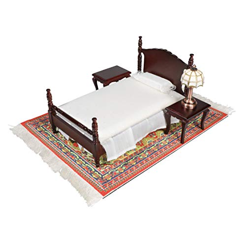 Inusitus Set of 2 Miniature Oriental Rugs for Dollhouses – 10x7 Inch Velvet Carpets with Fringe