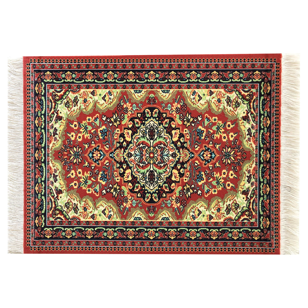 Inusitus Set of 2 Miniature Oriental Rugs for Dollhouses – 10x7 Inch Velvet Carpets with Fringe