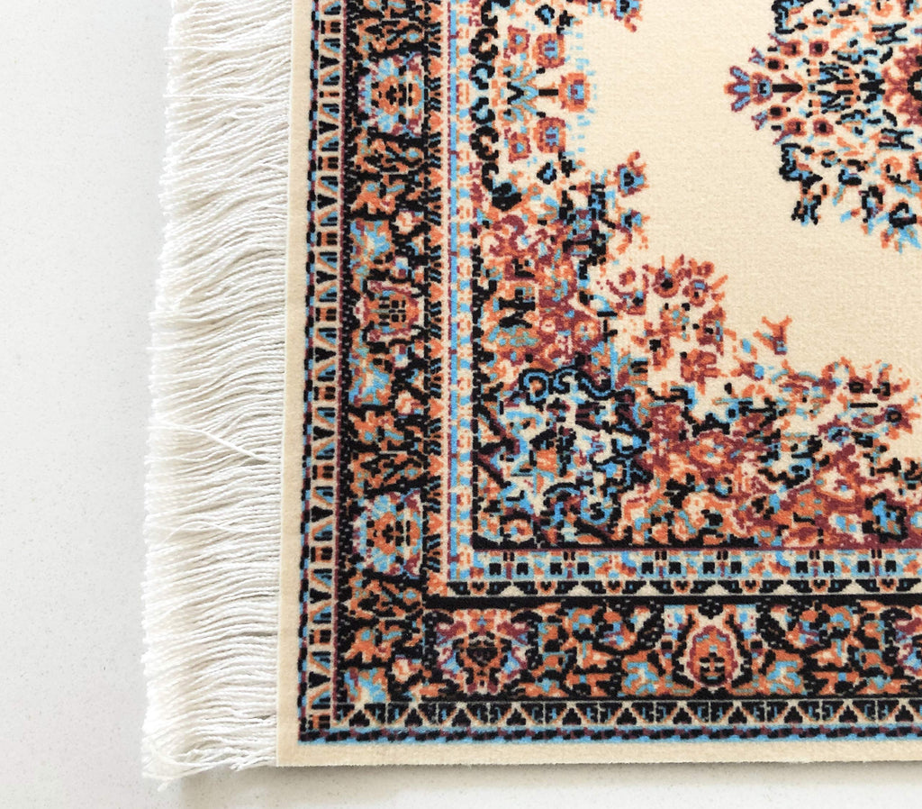 Inusitus Set of 2 Miniature Oriental Rugs for Dollhouses – 10x7 Inch Velvet Carpets with Fringe
