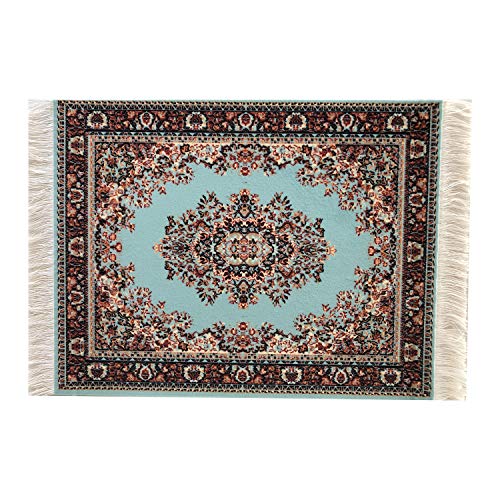Inusitus Set of 4 Miniature Oriental Dollhouse Rugs – 6x4 Inch Velvet Carpets with Fringe for 1:24 to 1:12 Scale