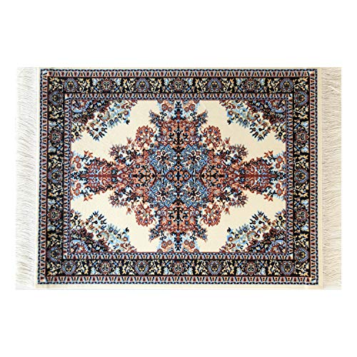 Inusitus Set of 4 Miniature Oriental Dollhouse Rugs – 6x4 Inch Velvet Carpets with Fringe for 1:24 to 1:12 Scale