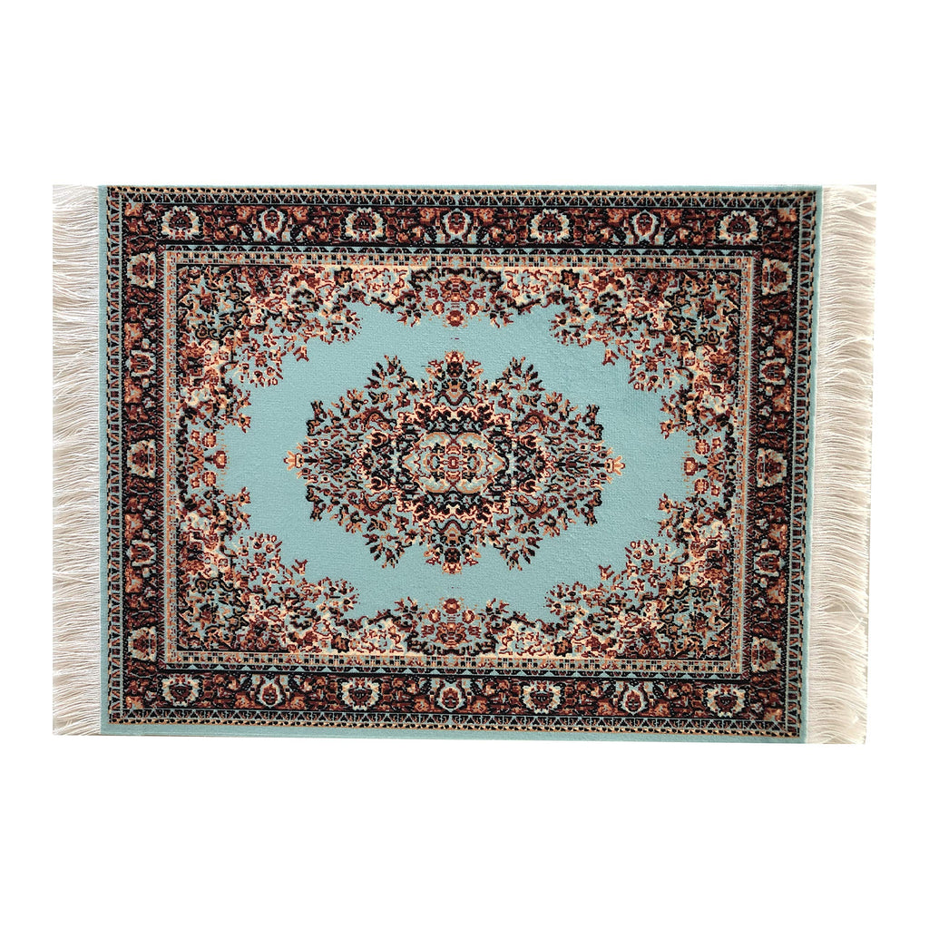Inusitus Set of 4 Miniature Oriental Dollhouse Rugs – 6x4 Inch Velvet Carpets with Fringe for 1:24 to 1:12 Scale