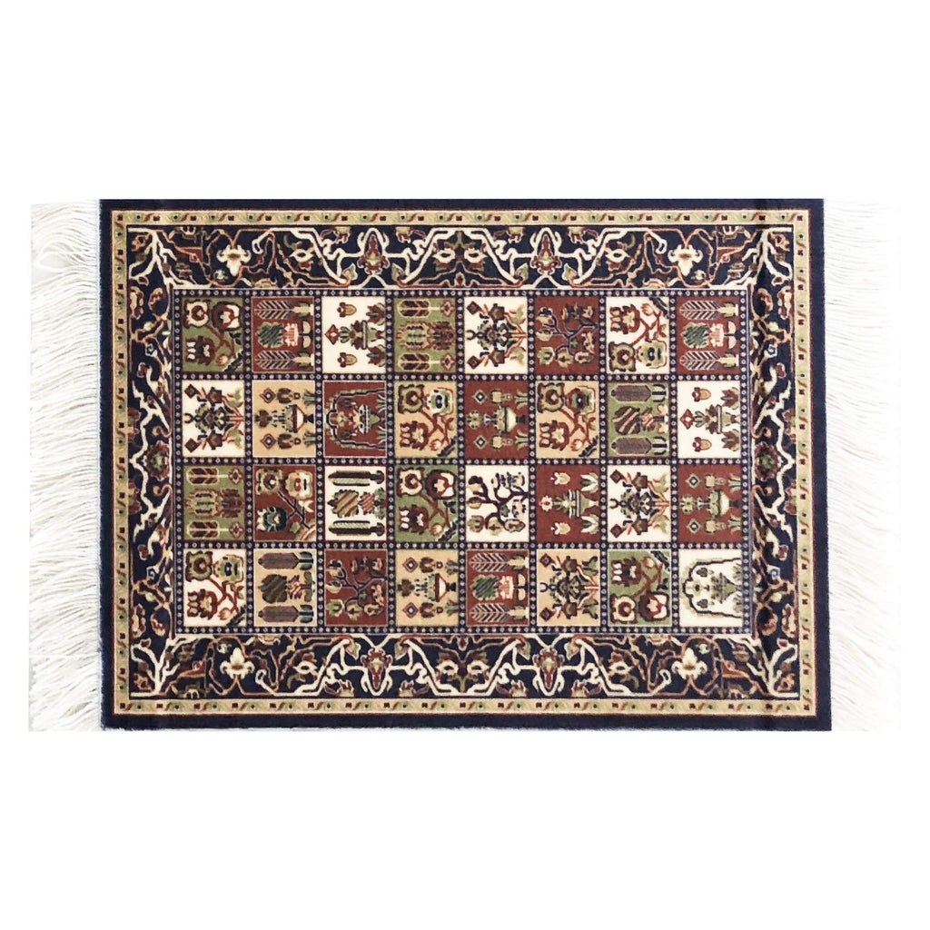 Inusitus Set of 4 Miniature Oriental Dollhouse Rugs – 6x4 Inch Velvet Carpets with Fringe for 1:24 to 1:12 Scale
