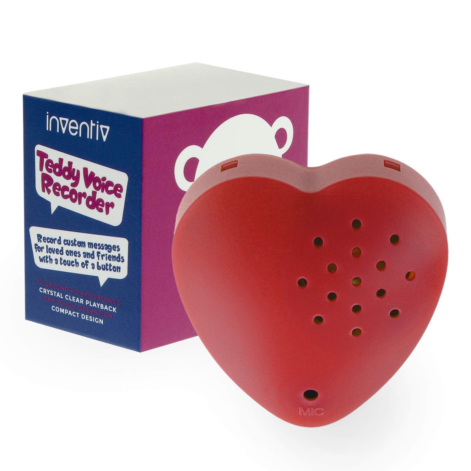 Inventiv 60 Second Voice Recorder Module for Plush Toys - Record Custom Messages in Red