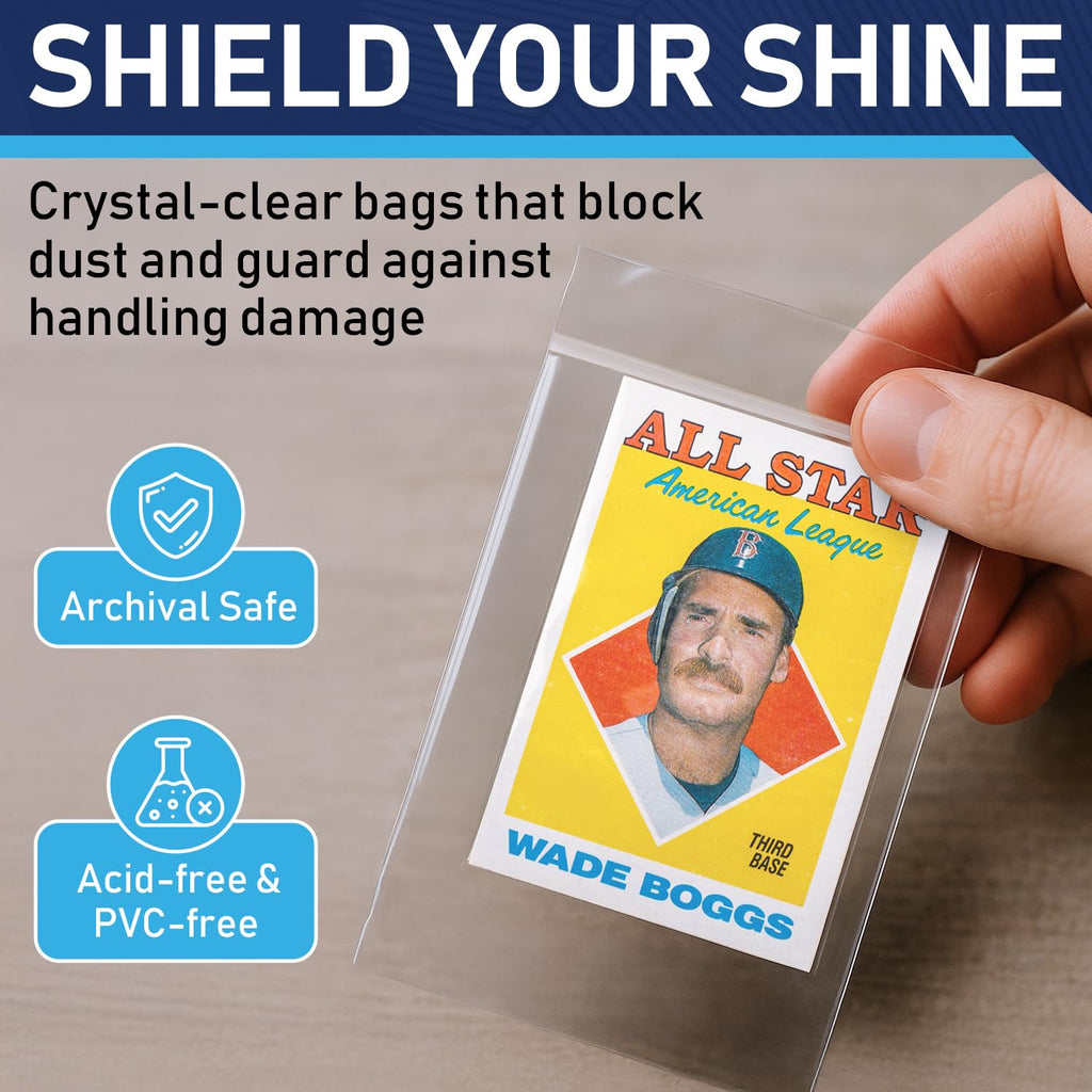 Invested Alliance 500-Pack Resealable Team Bags for Trading Cards – 3 3/8" x 5" Clear Polypropylene Sleeves for Toploaders, Magnetic Holders, and Sports Card Protection