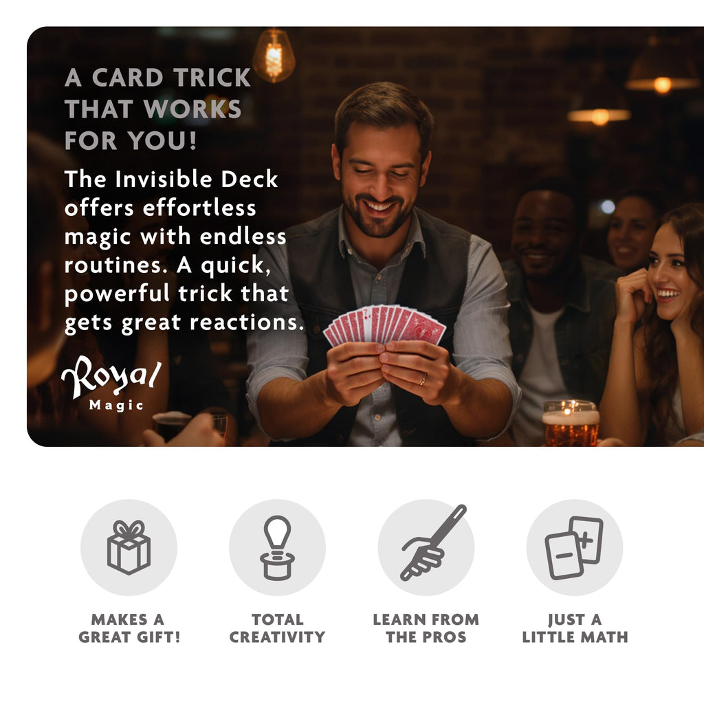 Invisible Deck of Cards Trick – Red Bicycle Playing Cards Magic Trick for Beginners & Pros by Royal Magic