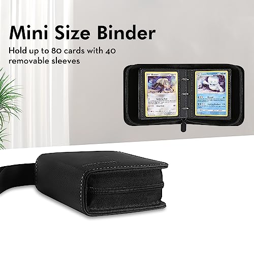 iofeiwak Mini Pokemon Card Binder - 2x2 Pockets, Holds 80 Cards, Lightweight with Removable Sleeves