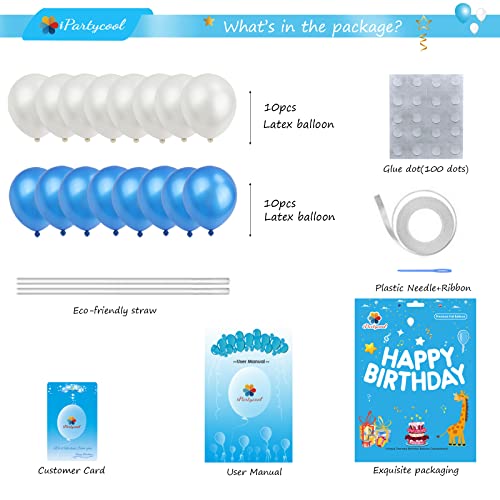 iPartycool 50-Piece Happy Birthday Balloon Set with Silver Letters and Star Balloons