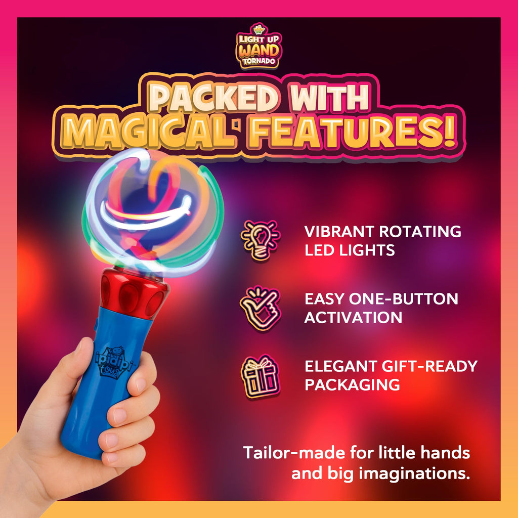 IPIDIPI TOYS Spinning Light Up Wand – LED Magic Swirling Toy for Kids, Easter Basket Stuffers, Party Favors