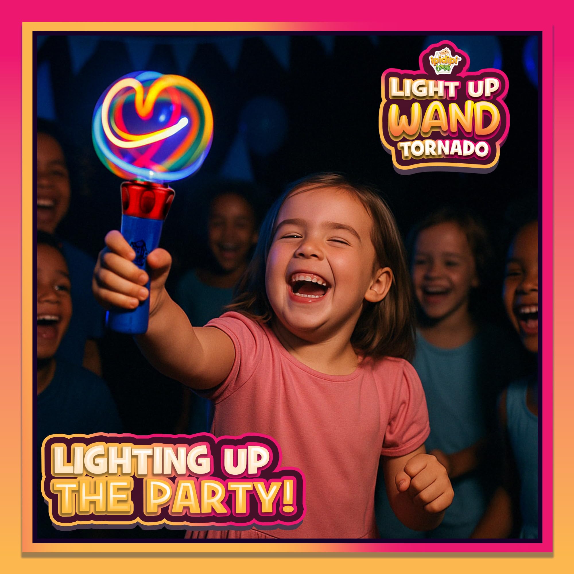 IPIDIPI TOYS Spinning Light Up Wand – LED Magic Swirling Toy for Kids, Easter Basket Stuffers, Party Favors