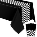 Irenare 3-Pack Car Racing Party Tablecloths - 54x108 Inch Racetrack Design for Kids Birthday Decorations (Black)