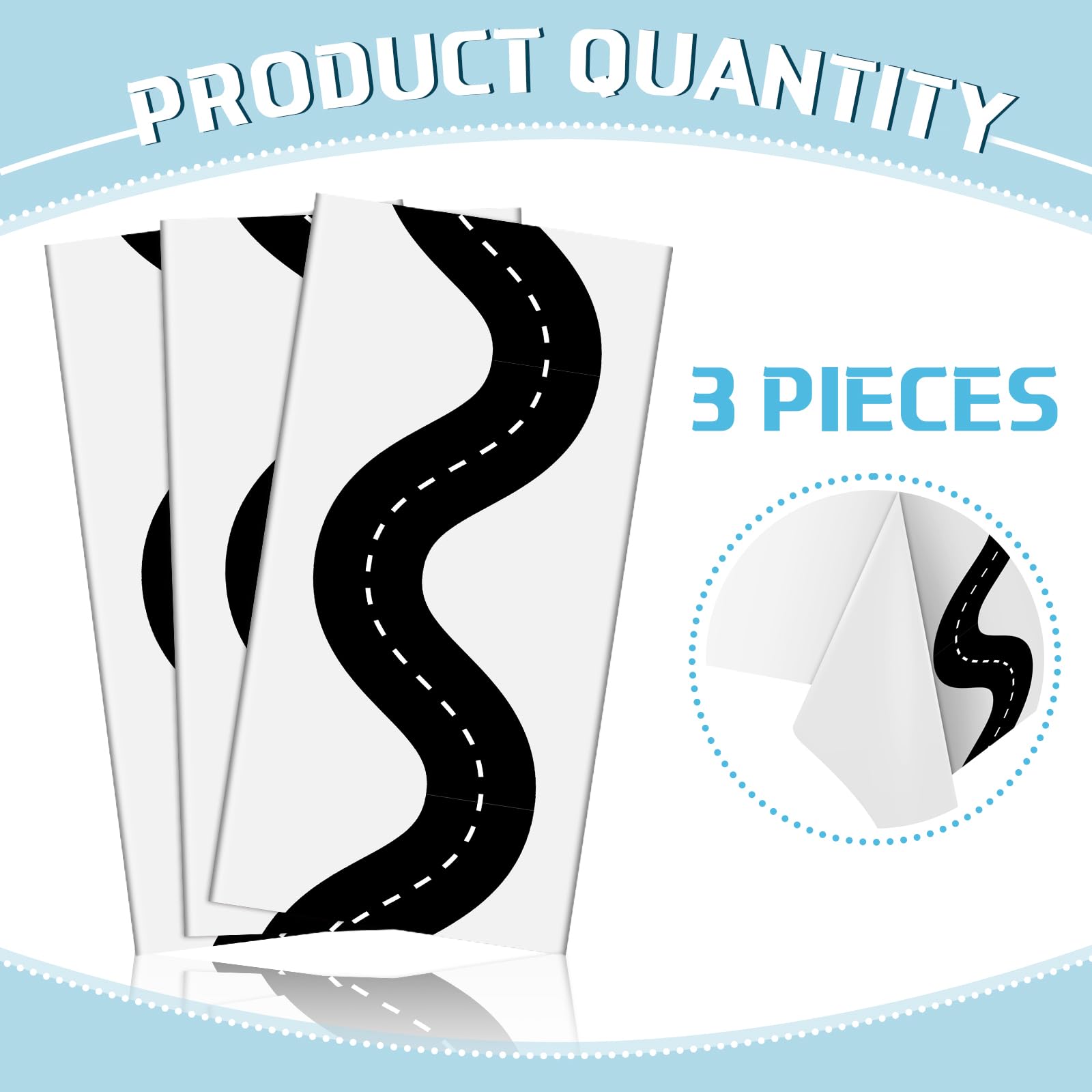 Irenare 3-Pack Racing Tablecloths 54x108 Inch Disposable Car Theme Party Decor (White)