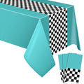 Irenare Car Birthday Party Supplies: 3 Cyan Racetrack Tablecloths 54x108 Inches