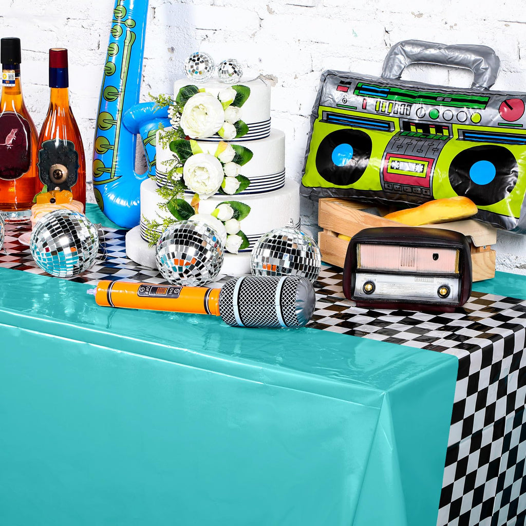 Irenare Car Birthday Party Supplies: 3 Cyan Racetrack Tablecloths 54x108 Inches