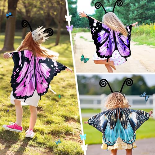 IROLEHOME Butterfly Wings Costume for Girls – Fairy Dress-Up Set with Mask & Headband (Ages 3-8)