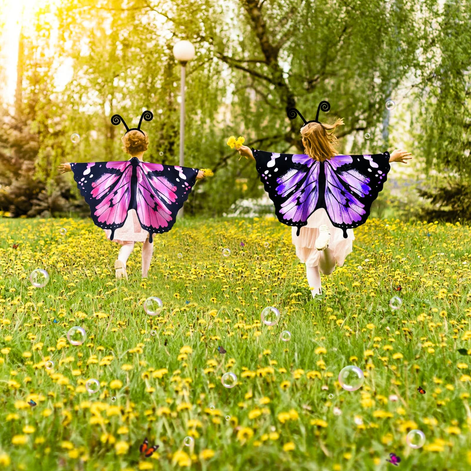 IROLEHOME Butterfly Wings Costume for Girls – Fairy Dress-Up Set with Mask & Headband (Ages 3-8)