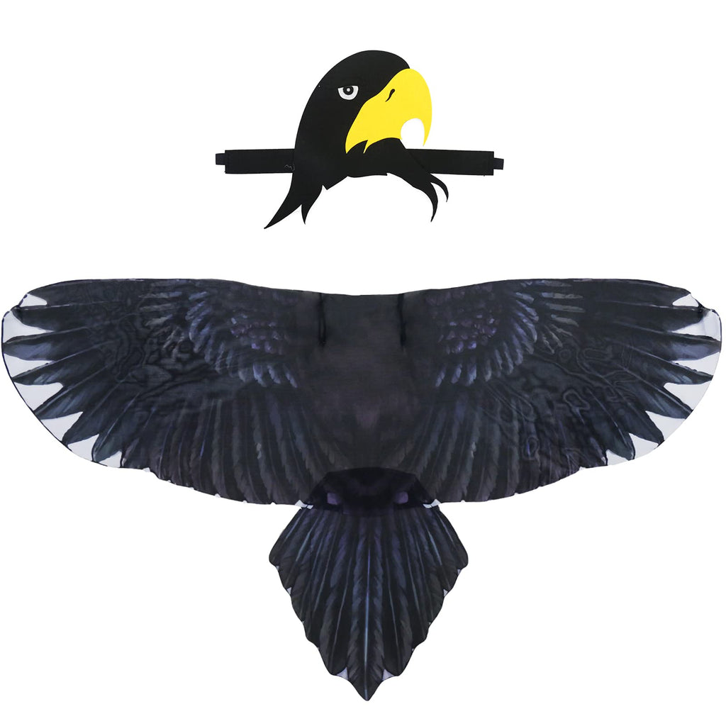 IROLEHOME Kids Bird Costume Wings and Headband Set - Eagle Dress-Up Cape for Boys Girls Ages 3-12, Lightweight Chiffon Party Favor