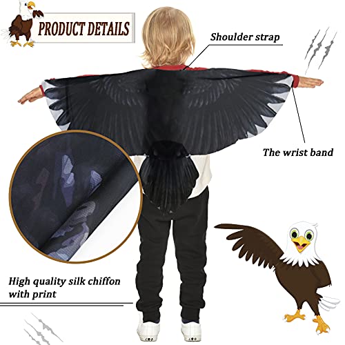 IROLEHOME Kids Bird Costume Wings and Headband Set - Eagle Dress-Up Cape for Boys Girls Ages 3-12, Lightweight Chiffon Party Favor