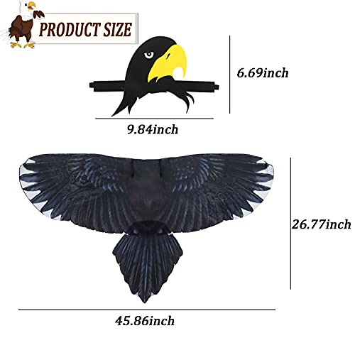 IROLEHOME Kids Bird Costume Wings and Headband Set - Eagle Dress-Up Cape for Boys Girls Ages 3-12, Lightweight Chiffon Party Favor