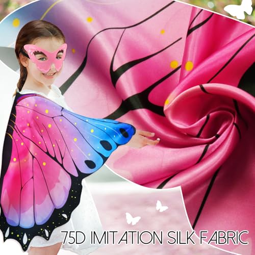 iROLEWIN Butterfly Wings Costume Set for Toddler Girls – Mask, Headband, 46.4" Cape