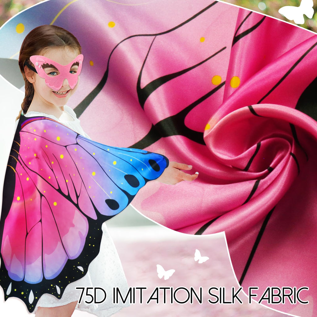 iROLEWIN Butterfly Wings Costume Set for Toddler Girls – Mask, Headband, 46.4" Cape