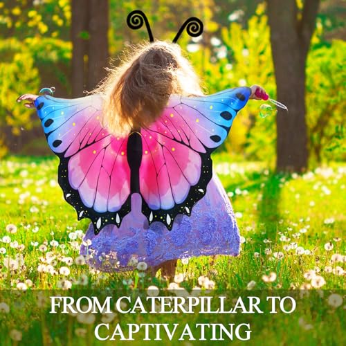 iROLEWIN Butterfly Wings Costume Set for Toddler Girls – Mask, Headband, 46.4" Cape