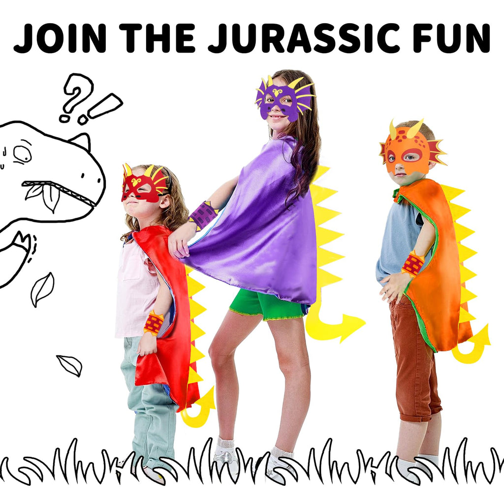 iROLEWIN Kids Dragon Costume Cape and Mask Set - 3D Spikes, Soft Lining, Ages 3-9