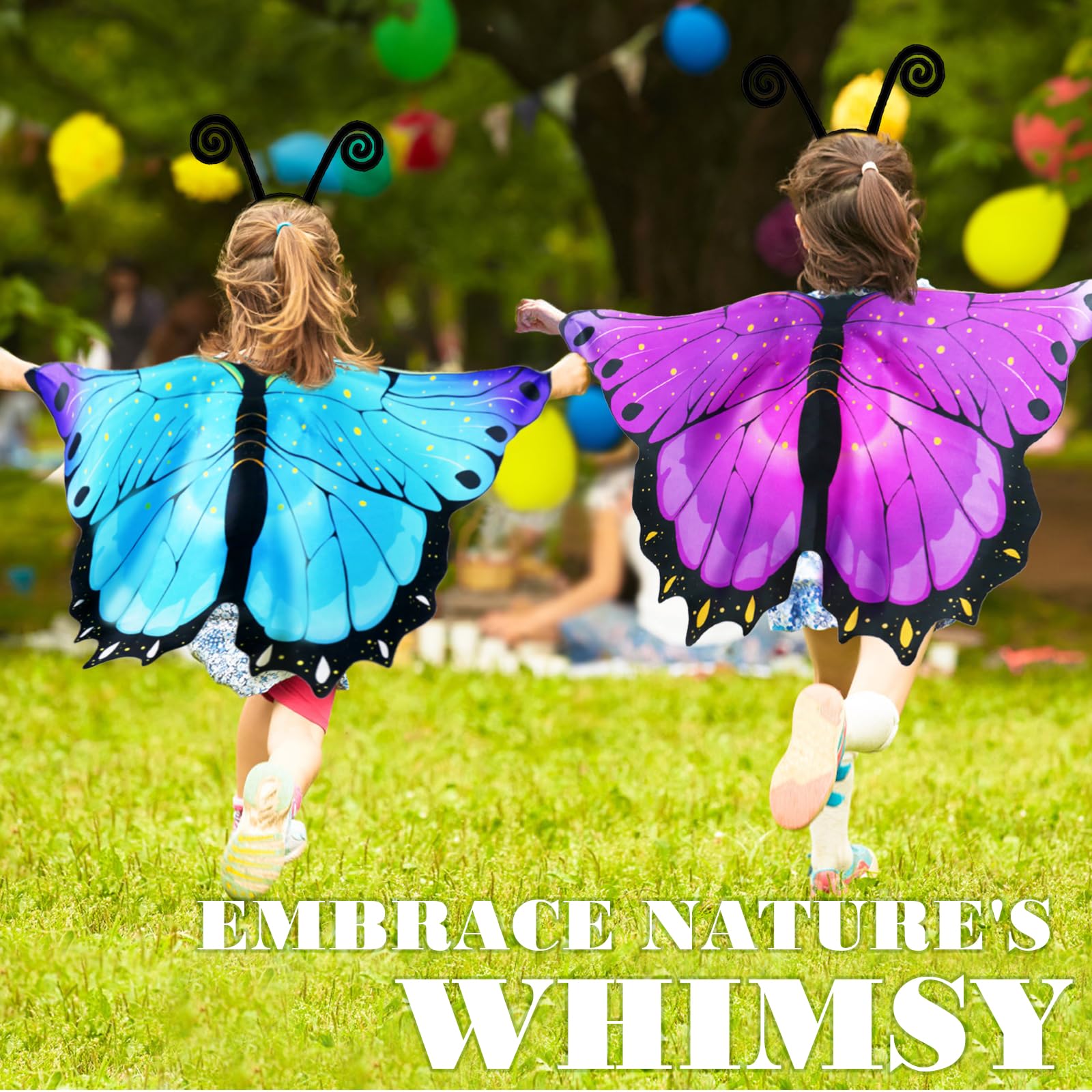 iROLEWIN Rainbow Fairy Butterfly Wings Costume Set for Toddlers & Kids – Includes Cape, Mask & Headband